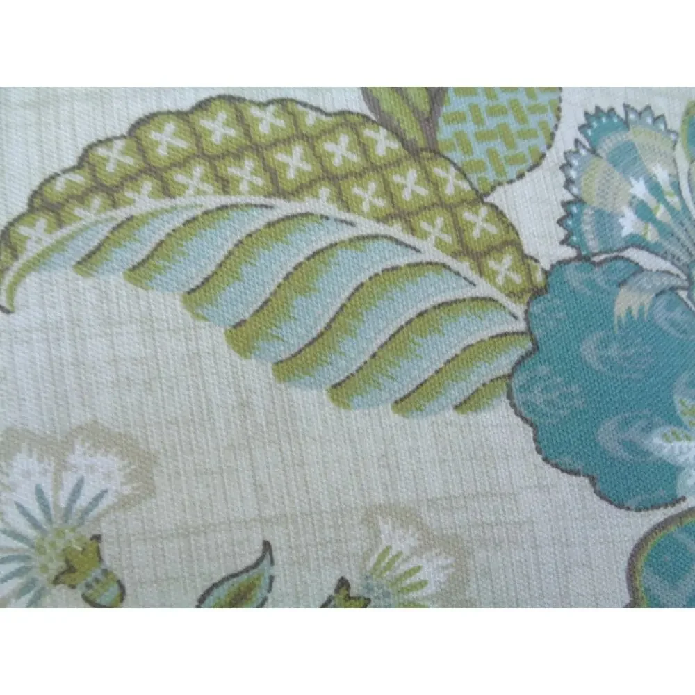 Pier 1 Linen Blue Floral Throw Pillow Flowers Green Leaves 17” Cottage Set of 2